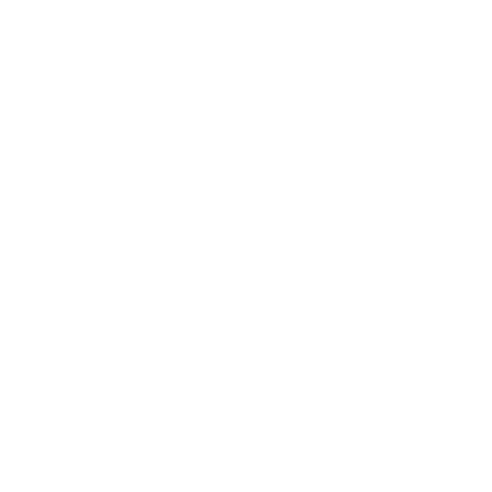 abstract circular diagram with arrows looping around a central icon, indicating a continuous process or cycle.