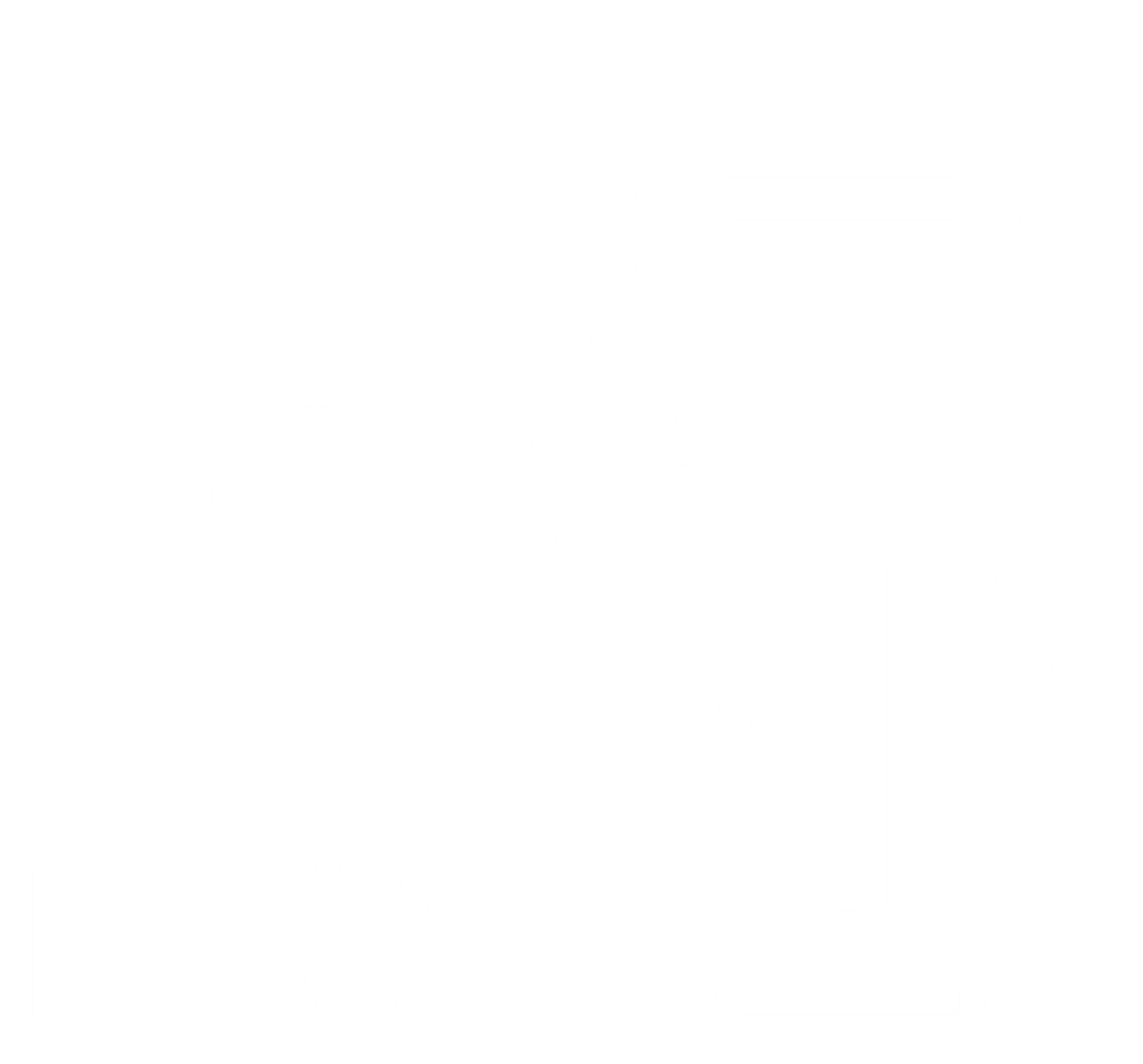 line drawing of two people in graduation attire with mortarboards, suggesting a graduation or mentorship theme.